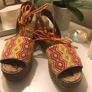 Sam Edelman Beaded Flatform Espadrilles